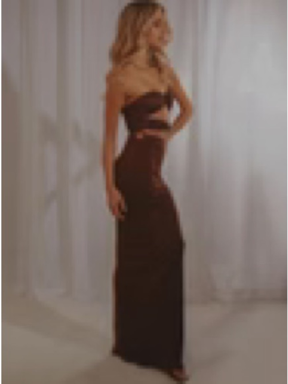 NWOT Peppermayo Linda Ring Maxi Skirt in Chocolate Brown Strapless Brown Cutout
